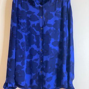 J Crew Collection Silk Floral Ruffle Shirt size 6